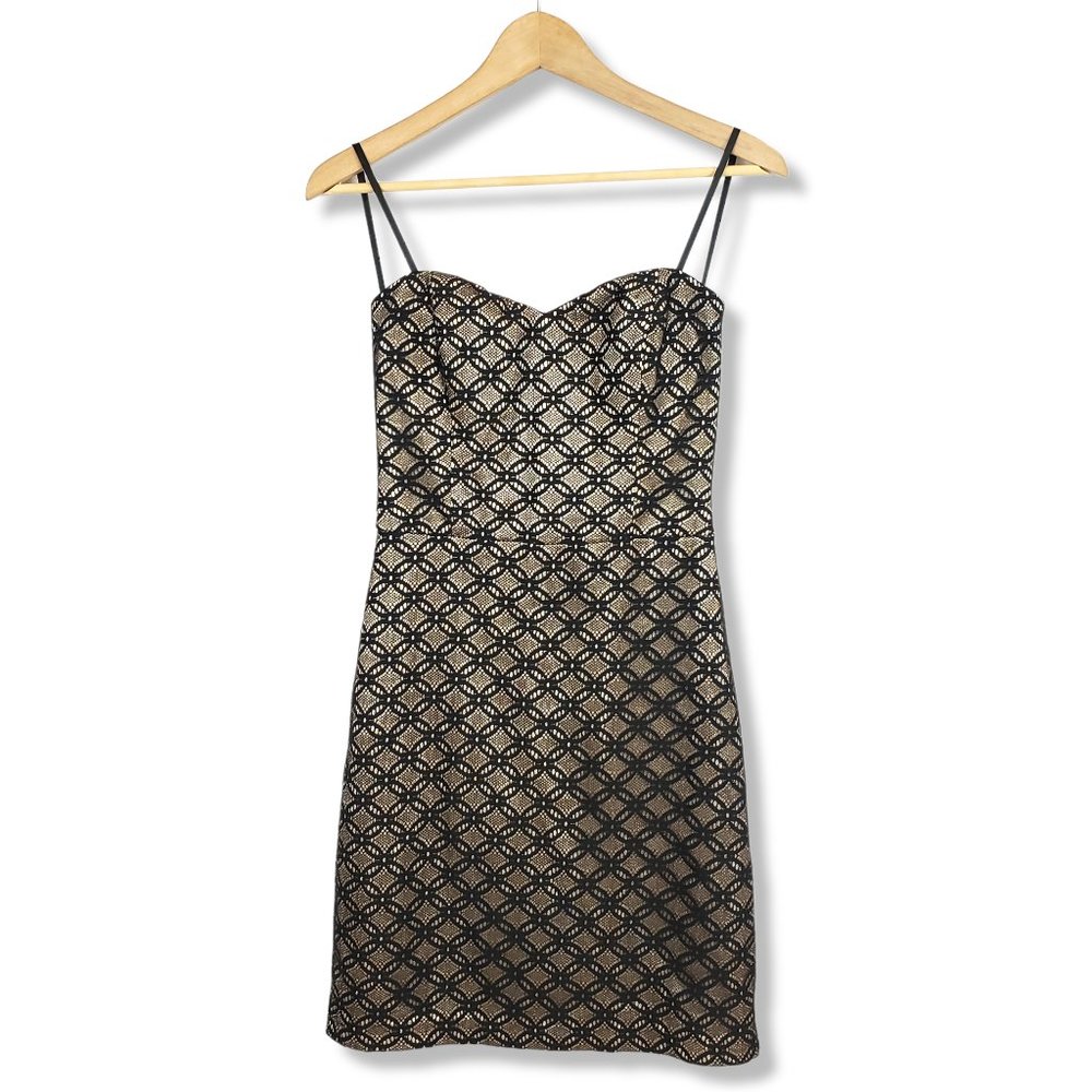 Maurices Black And Gold Mesh-overlay Strapless Mini-Dress Size 3/4 Small